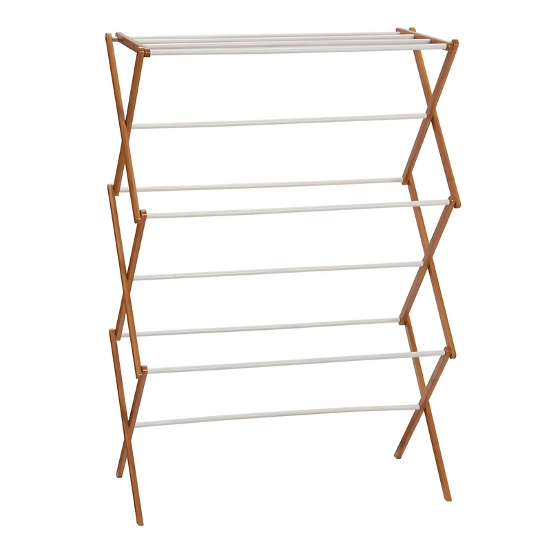 Household Essentials Bamboo and Metal Wall Mount Extendable Drying Rack