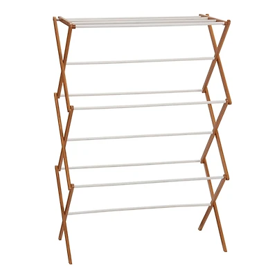 Household Essentials Bamboo and Metal Wall Mount Extendable Drying Rack