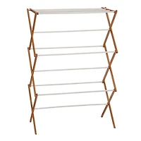 Household Essentials Bamboo and Metal Wall Mount Extendable Drying Rack