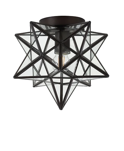 Jonathan Y Stella Moravian Star Metal/Glass Led Flush Mount