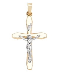Crucifix Cross Pendant in 14k Yellow and White Gold