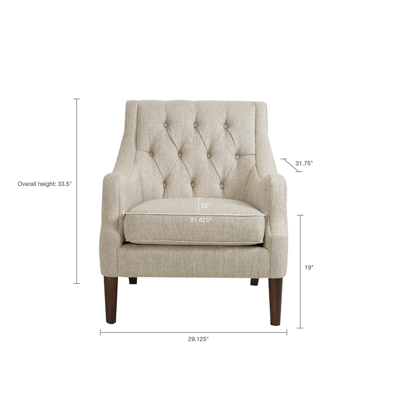 Madison Park Qwen 33.5" High Button Tufted Accent Chair