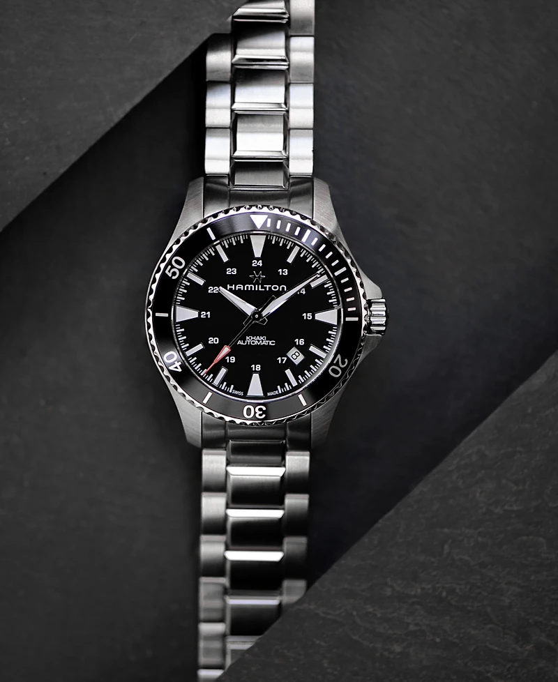 Hamilton Men's Swiss Automatic Khaki Navy Stainless Steel Bracelet Watch 40mm