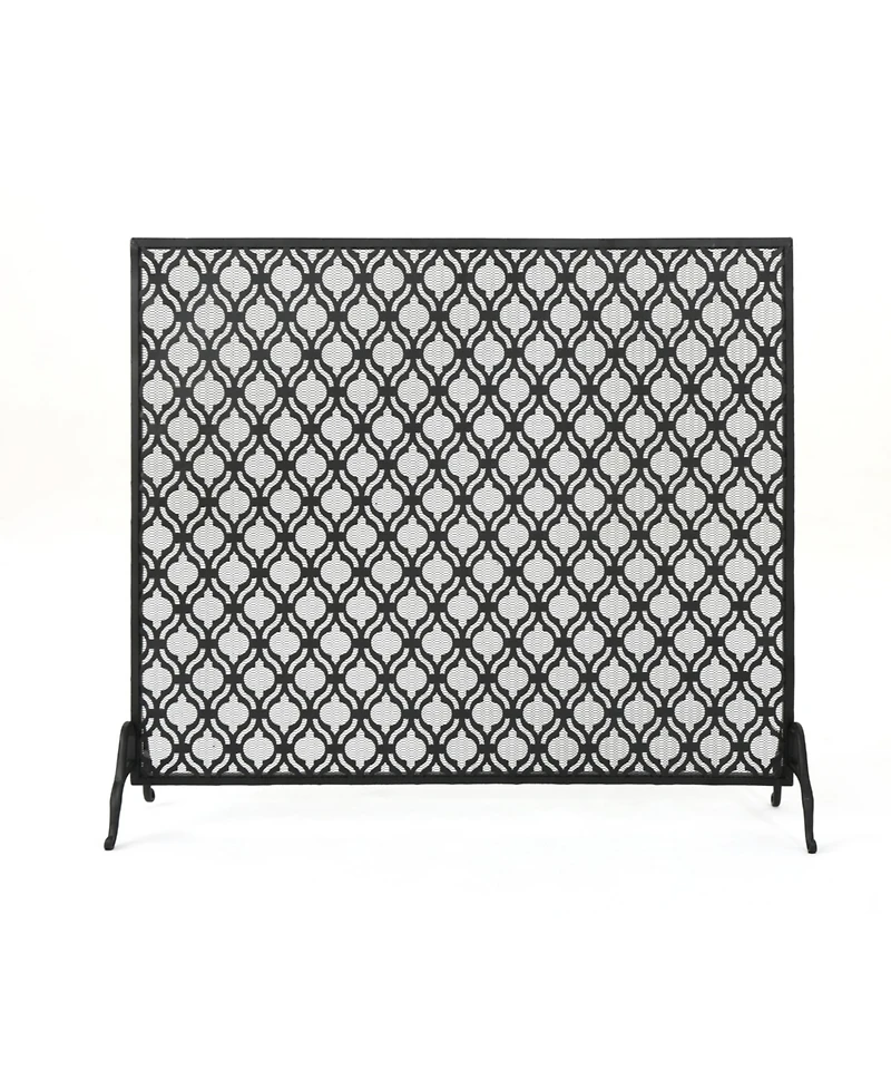 Ellias Single Panel Black Iron Fire Screen