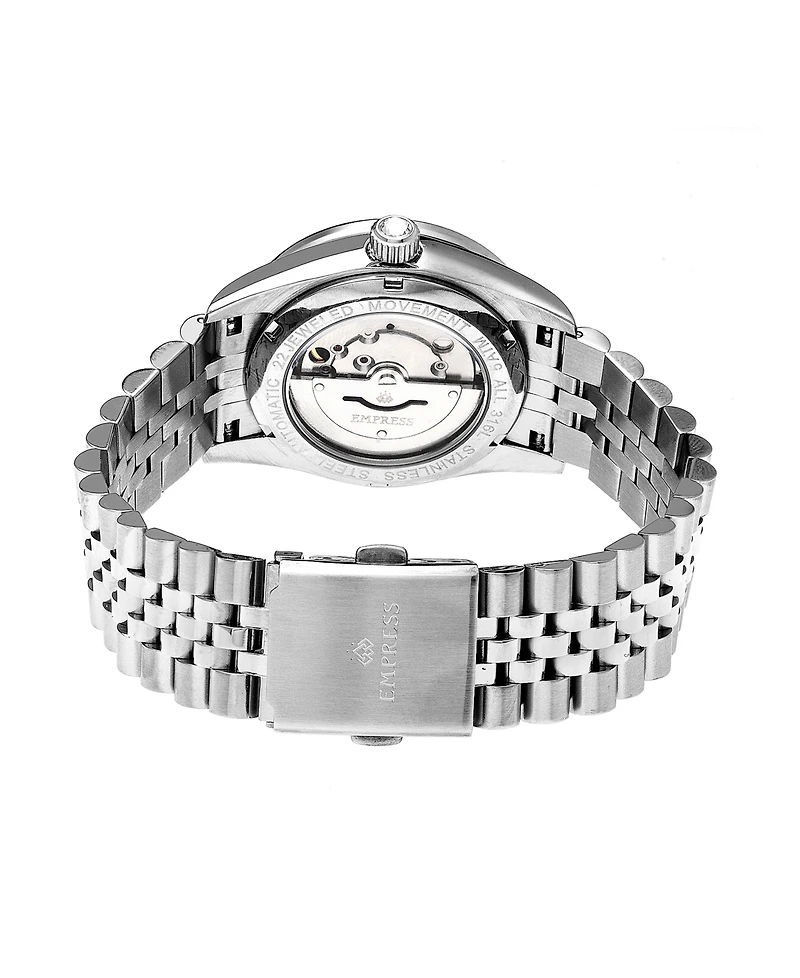 Empress Constance Automatic, Silver Case, Black Dial, Silver Stainless Steel Watch 37mm