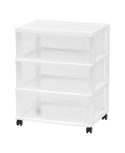 Iris Usa 3 Drawer Wide Storage Drawer Cart with Caster Wheels, Plastic Rolling Dresser for Home Closet Bedroom Bathroom Office Laundry Kitchen Craft R