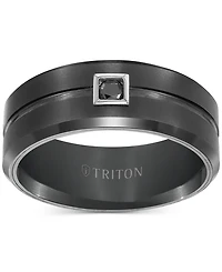 Triton Men's Black Tungsten Ring, Diamond Wedding Band (1/10 ct. t.w.)