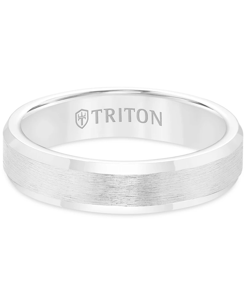 Triton Men's White Tungsten Carbide Ring, Wedding Band (5mm)