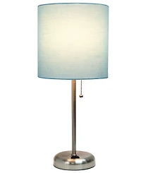 Lime Lights Stick Lamp with Charging Outlet and Fabric Shade