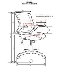 Techni Mobili Mesh Office Chair with Lumbar Support and Flip-Up Arms
