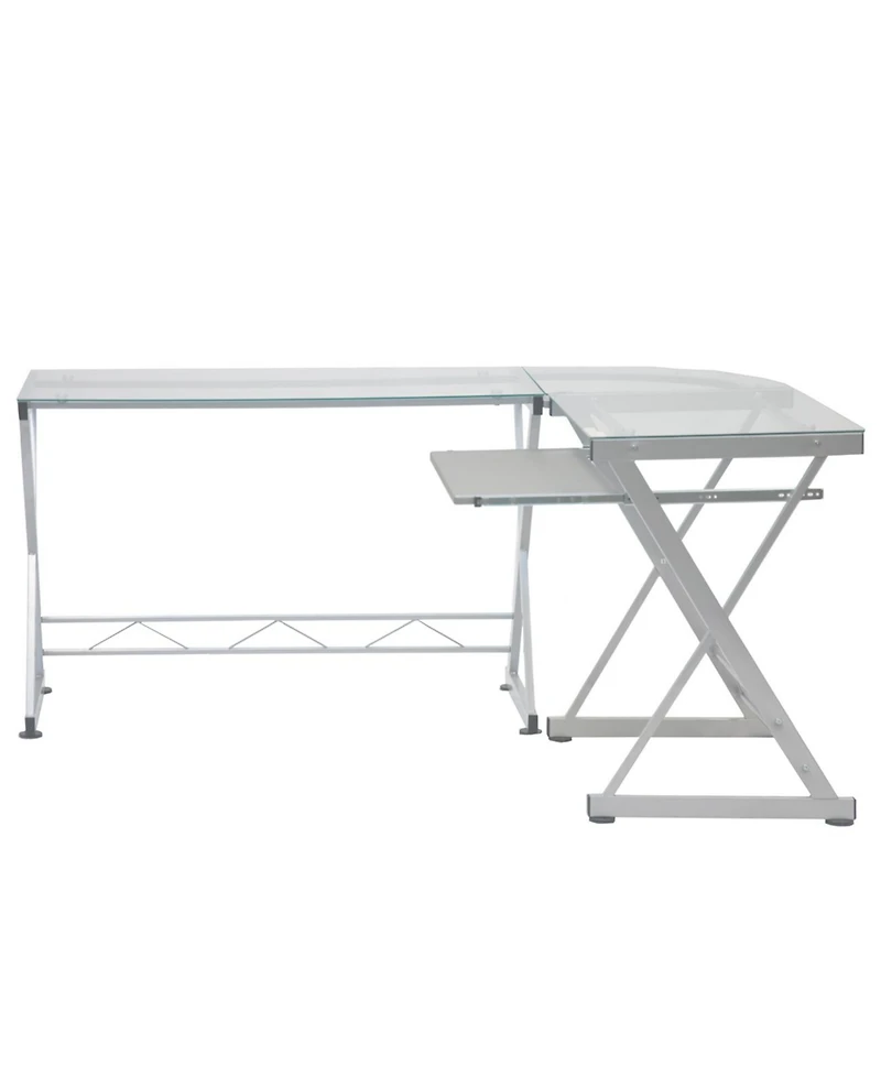 Techni Mobili L-Shaped Glass Top Computer Desk