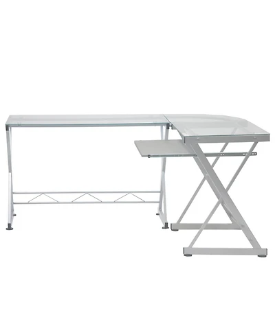 Techni Mobili L-Shaped Glass Top Computer Desk