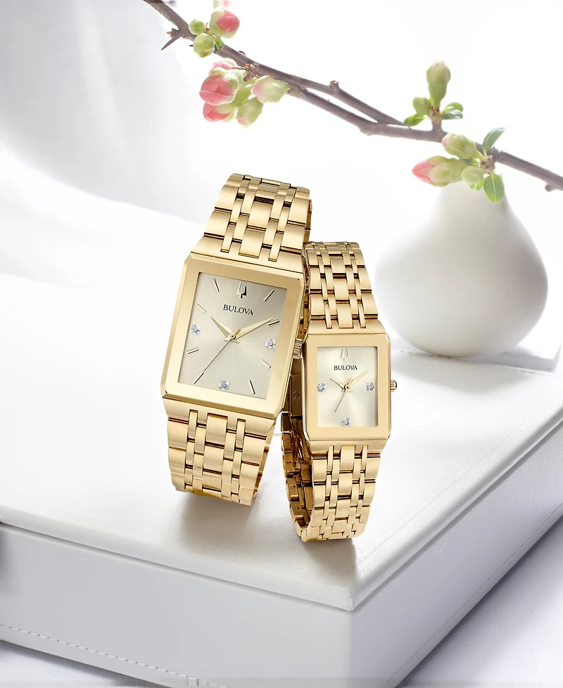 Bulova Women's Futuro Diamond-Accent Gold-Tone Stainless Steel Bracelet Watch 20.5x31.5mm