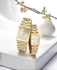Bulova Women's Futuro Diamond-Accent Gold-Tone Stainless Steel Bracelet Watch 20.5x31.5mm