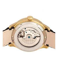 Heritor Automatic Gregory Gold Case, Genuine Black Leather Watch 45mm