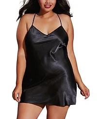 Dreamgirl Plus Size Satin Robe & Chemise 2pc Lingerie Set
