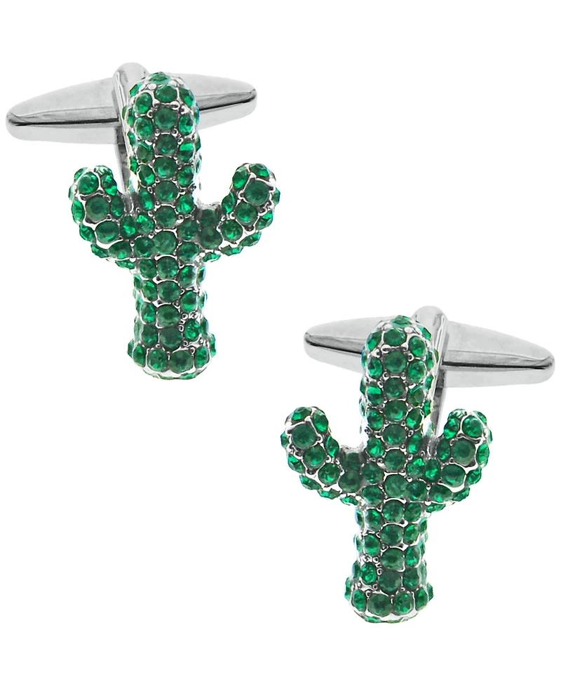 Sutton Silver-Tone Cubic Zirconia Cactus Cufflinks
