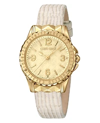 Roberto Cavalli By Franck Muller Women's Swiss Quartz Beige Leather Strap Watch, 34mm