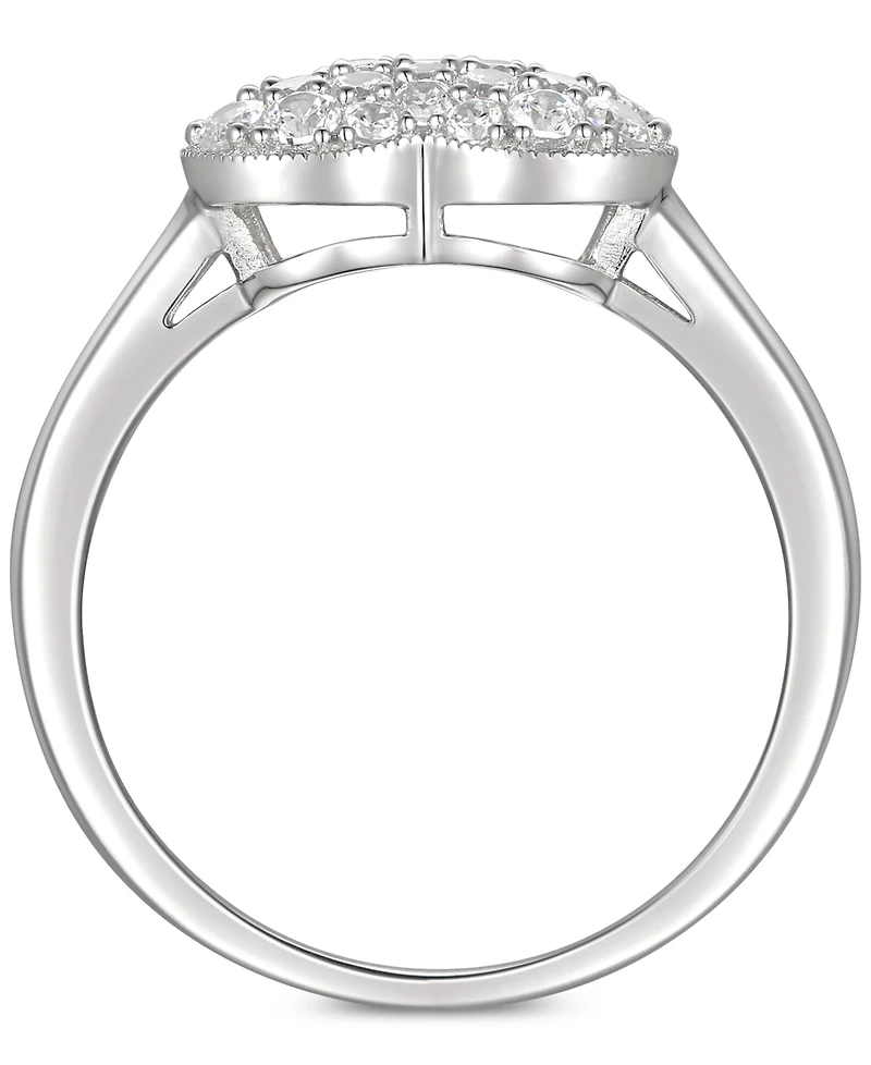 Cubic Zirconia (1-1/2 c.t. t.w.) Pave Heart Ring Sterling Silver