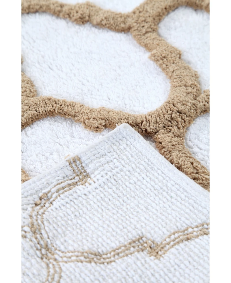 Saffron Fabs Geometric Non-Skid Cotton Bath Rug, 21" x 34"