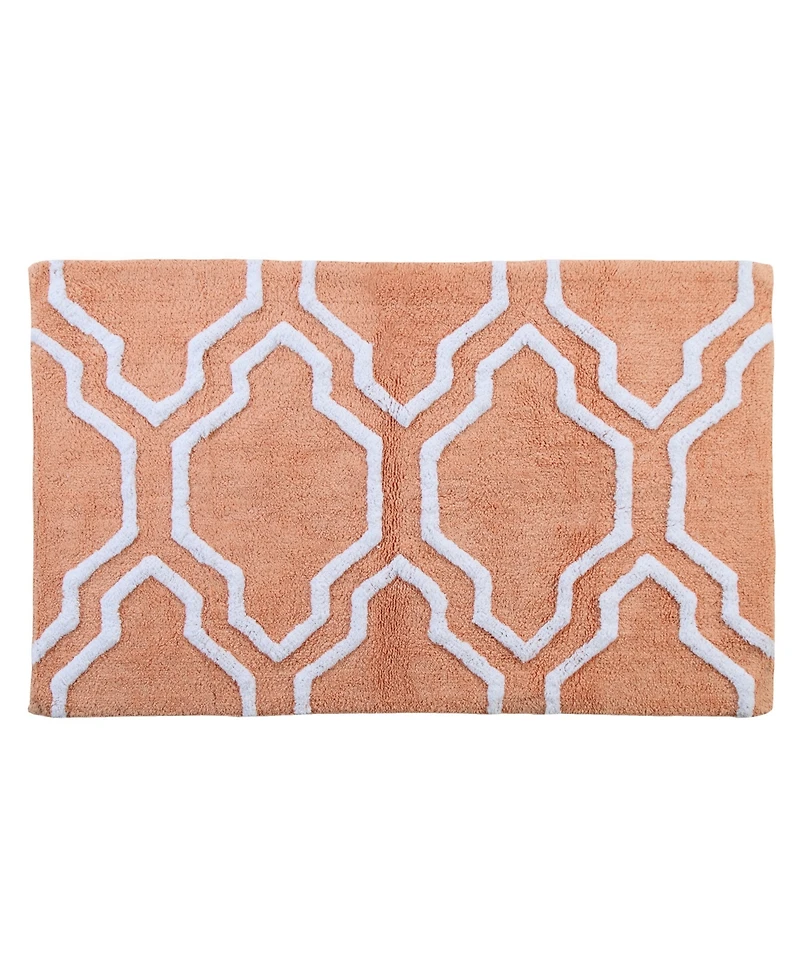 Saffron Fabs Quatrefoil Non-Skid Cotton Bath Rug, 30" x 50"