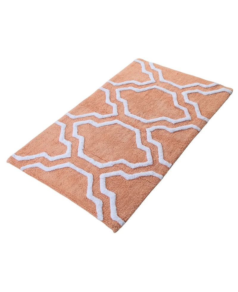 Saffron Fabs Quatrefoil Non-Skid Cotton Bath Rug, 30" x 50"