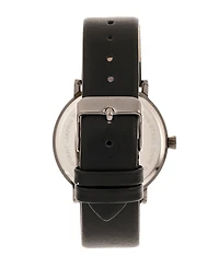 Simplify Quartz The 6200 Black Dial, Genuine Gunmetal Leather Watch 39mm