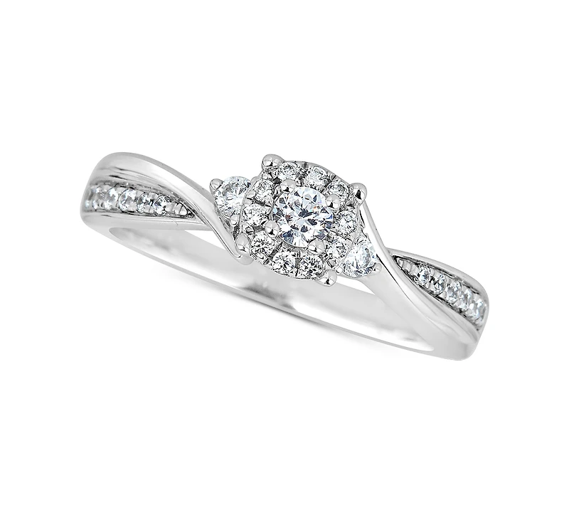 Diamond Cluster Engagement Ring (1/3 ct. t.w.) in 14k White Gold