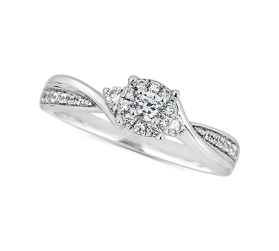 Diamond Cluster Engagement Ring (1/3 ct. t.w.) in 14k White Gold
