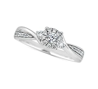Diamond Cluster Engagement Ring (1/3 ct. t.w.) in 14k White Gold