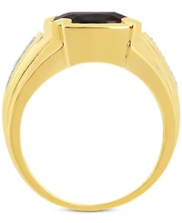 Men's Garnet (5-1/8 ct. t.w.) & Diamond (1/10 ct. t.w.) Ring in 18k Gold Over Sterling Silver
