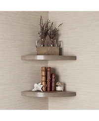 Danya B. Rustic Weathered Oak Corner Radial Shelves (Set of 2)