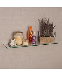 Glass Floating Shelf with Chrome Brackets 24" x 6"