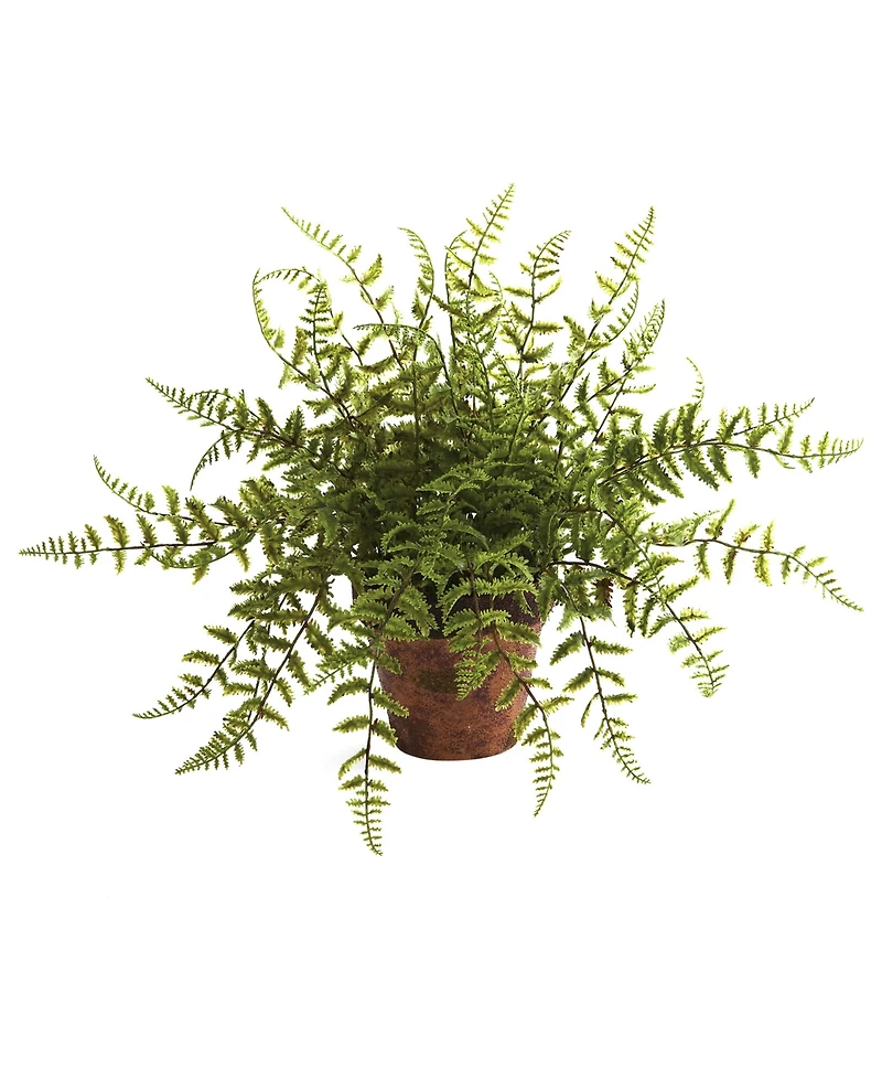 Nearly Natural Fern w/ Decorative Planter, Set of 2