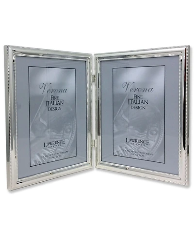 Lawrence Frames 510780D Silver Plated Double Bead Hinged Double Picture Frame - 8" x 10"