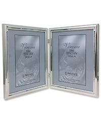 Lawrence Frames 510780D Silver Plated Double Bead Hinged Double Picture Frame - 8" x 10"