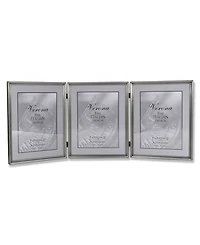 Lawrence Frames 11580T Brushed Pewter Bead Hinged Triple Picture Frame - 8" x 10"