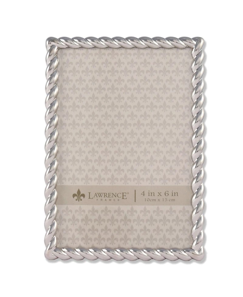 Lawrence Frames 710046 Silver Metal Rope Picture Frame - 4" x 6"