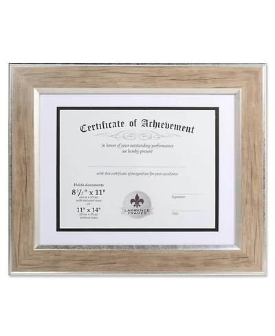 Lawrence Frames Dual Use Blonde 11" x 14" Certificate Picture Frame with Double Bevel Cut Matting For Document - 8.5" x 11"