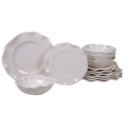 Certified International Perlette Cream Melamine 12-Pc. Dinnerware Set