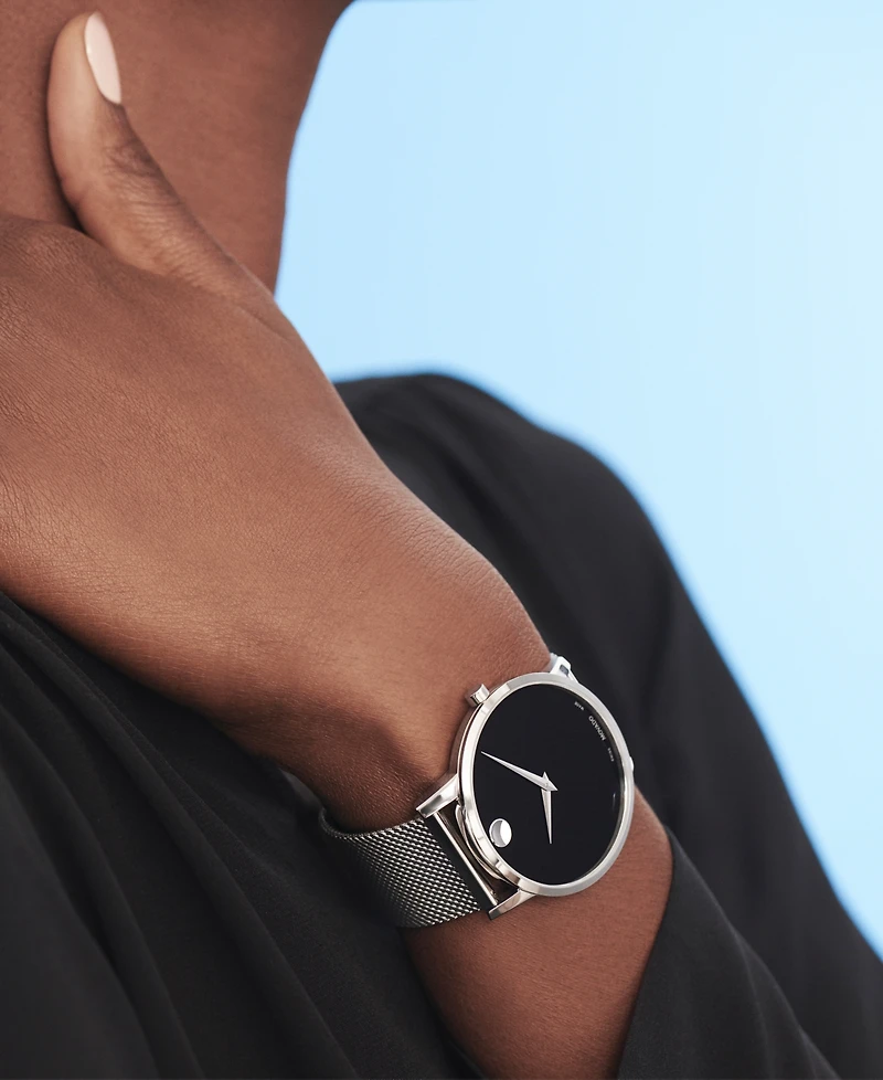 Movado Unisex Swiss Museum Classic Stainless Steel Mesh Bracelet Watch 40mm