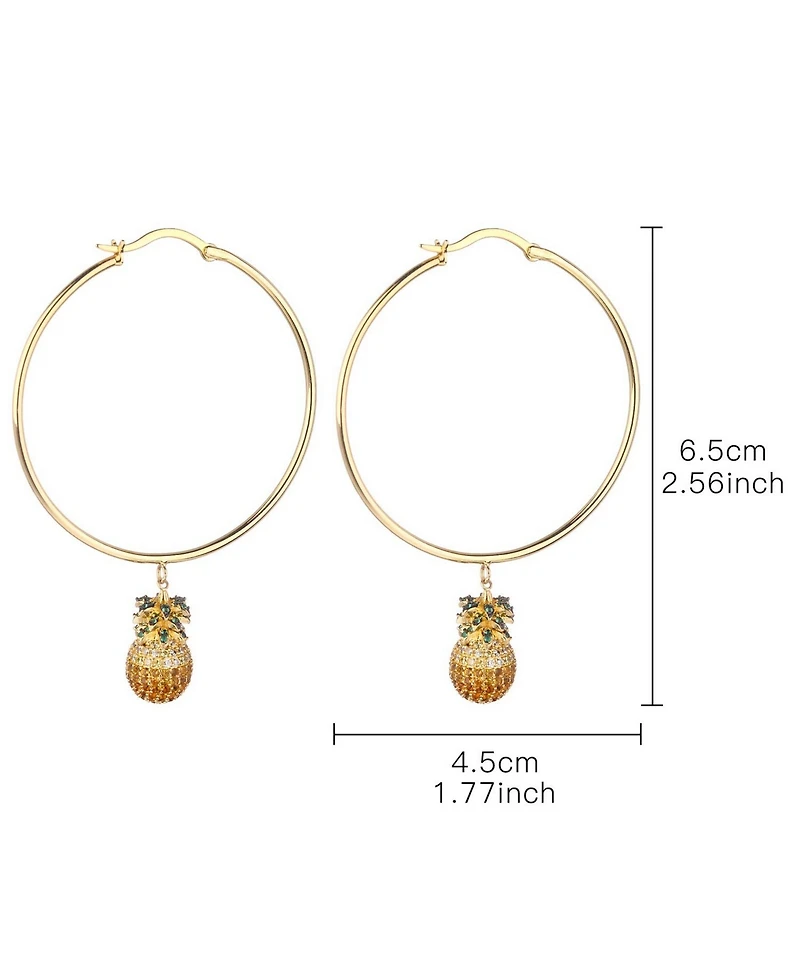 Noir Cubic Zirconia Pineapple Extra Large Hoop Earrings