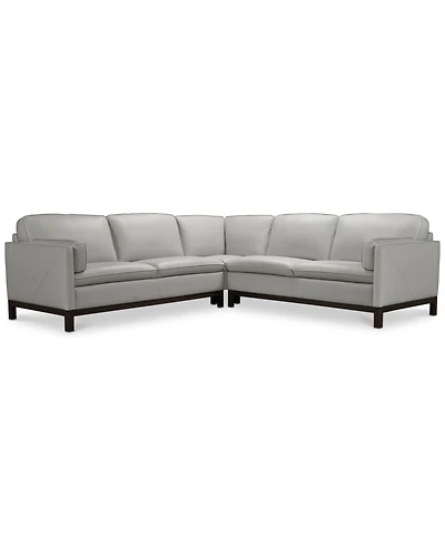 Closeout! Virton 3-Pc. Leather "L" Sectional Sofa, Created for Macy's