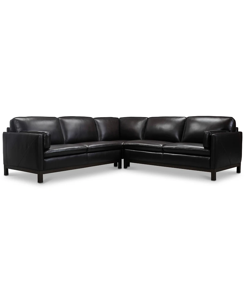 Closeout! Virton 3-Pc. Leather "L" Sectional Sofa, Created for Macy's