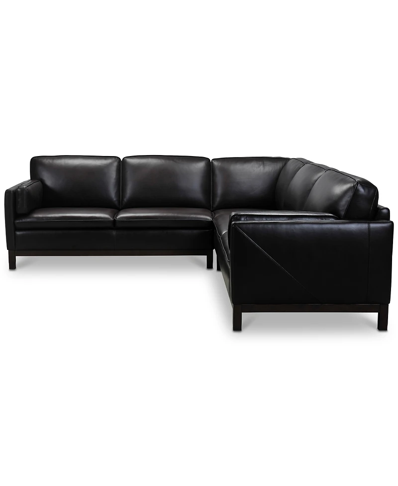 Closeout! Virton 3-Pc. Leather "L" Sectional Sofa, Created for Macy's
