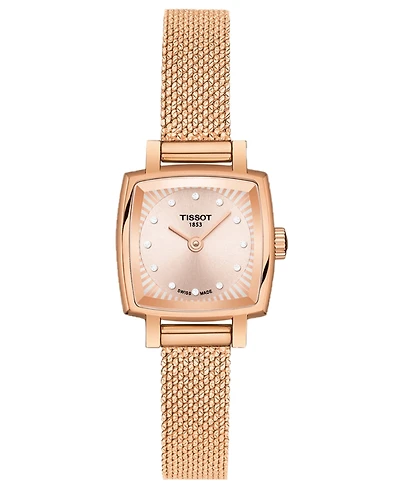 Tissot Women's Swiss T-Lady Lovely Diamond Accent Rose Gold Mesh Bracelet Watch 20mm