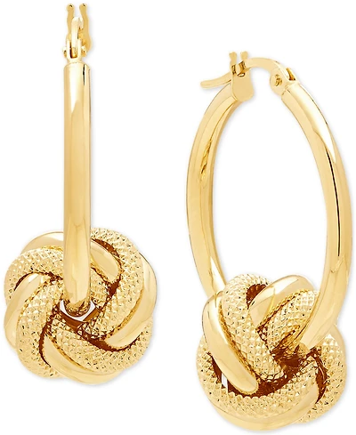 Italian Gold Love Knot Drop Earrings in 14k Gold