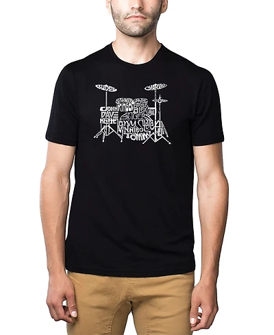 La Pop Art Mens Premium Blend Word T-Shirt - Drums