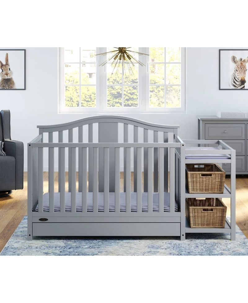 Graco Solano 4-in-1 Convertible Crib & Changer with Drawer - Pebble Gray