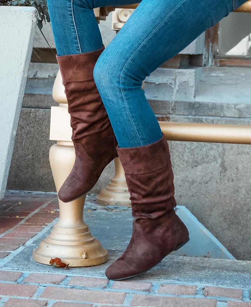 Journee Collection Women's Shelley Fold Over Slouch Mid Shaft Boots